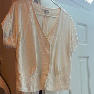 Madewell Cream V-Neck Blouse